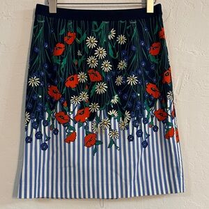 Anthropologie Floral Striped A-Line Skirt – Size 4, Poppy & Daisy Print
